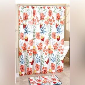 Shower Curtain & Bath Mat Garden Delight NEW